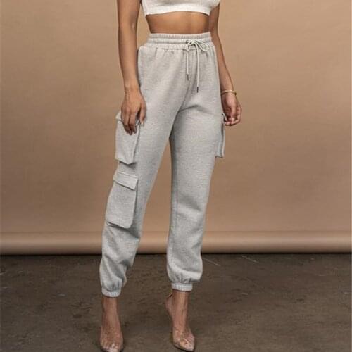 2020 Fall Spring Vintage Patchwork Joggers Sweatpants Harajuku Woman Trousers Elastics High Waist Solid Color Pants