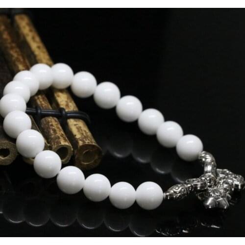 Bohemia style new fashion 8mm round beads white porcelain original design women bracelets elegant jewelry making 7.5inch B2190