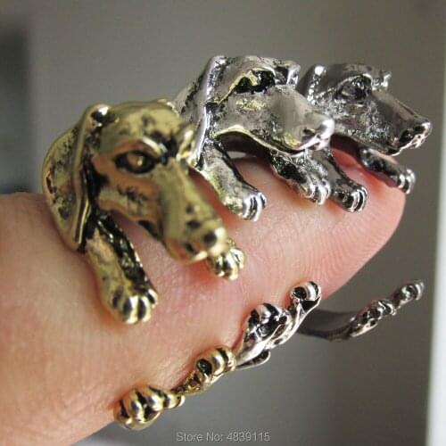 120pcs/lot Cute Dog Shape Rings Pet Jewelry Fashion 3D Dog Rings for Pet Lovers Wholesale