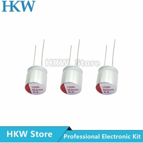 20pcs NEW DIP 1500uF 6.3V 10x10mm Super Low ESR 6.3V1500uF For Motherboard VGA Solid Aluminum Capacitor 1500UF6.3V High Quality