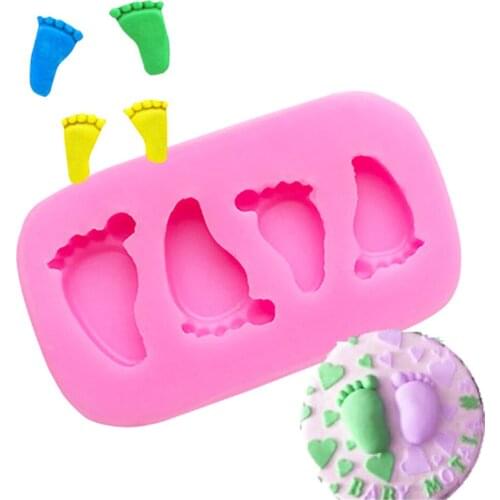 4 Feet Shaped Silicone Fondant Cake Decorating Mold Chocolate Molds Baking Tools Kitchen Accessories