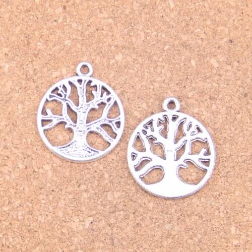 48pcs Charms peace tree 23mm Antique Pendants,Vintage Tibetan Silver Jewelry,DIY for bracelet necklace