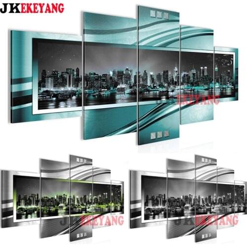 5pcs 5D Diy Diamond embroidery"New York city night view"Cross Stitch full square diamond painting,puzzle Y4334