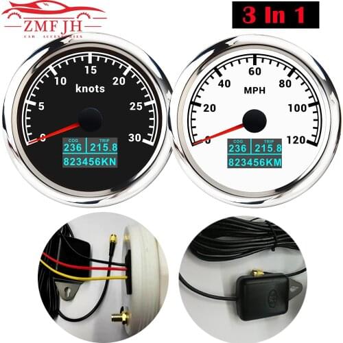 85mm Car GPS Speedometer Gauge 3 In 1 LCD Display COG Trip Odomet Boat Speed meter With GPS Antenna For Motorcycle Auto Truck