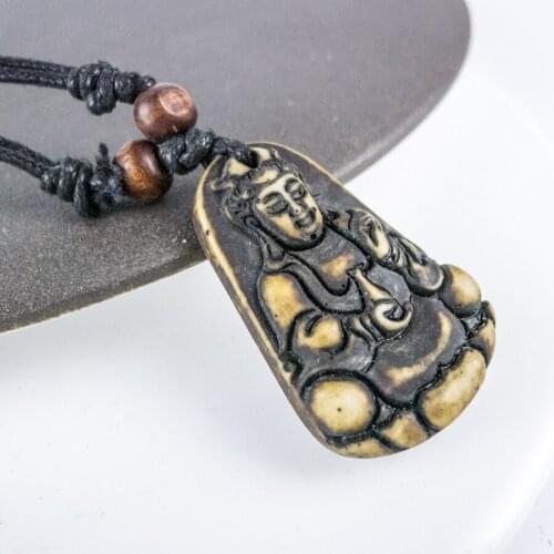 Buddhism Pendants limitation Yak Bone Material Bone Art Necklace Pendant Vintage Mens adjustable Rope Necklaces #GZ329
