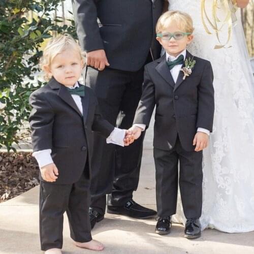 Black Boys Suits For Wedding Clothing Kids Birthday Party Formal Outfits Sets Ring Bearer Attire (Jacket +Pants) Blazers