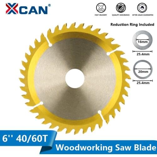 XCAN Wood Saw Blade 6inch 40T 60T Titanium Coated TCT Cutting Blade Wood Cutting Disc Circular Saw Blade