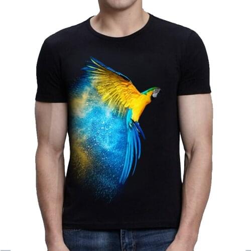 Parrot 3d Animals Screen printing T shirt men harajuku Summer Cotton breathable t-shirt O-Neck Short Sleeve Asian size 6XL tees