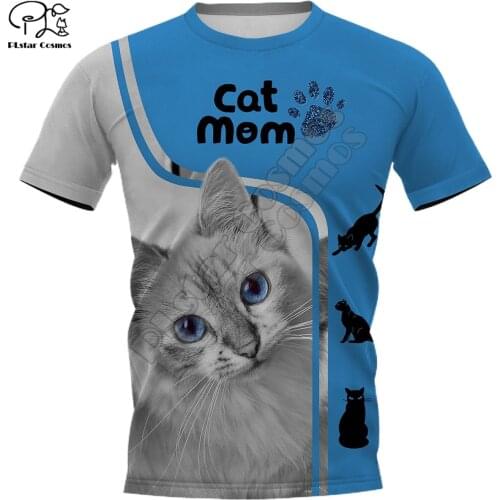PLstar Cosmos Cat Mom 3D Printed t-shirt Harajuku Streetwear T shirts Funny Animal Men For Women Short Sleeve 01