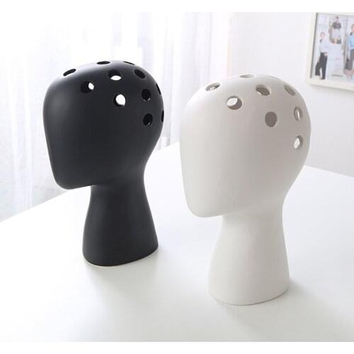 Simple Style Ceramic Face Shape Vase Creative Porcelain Flowers Nordic Home Decoration Household Party