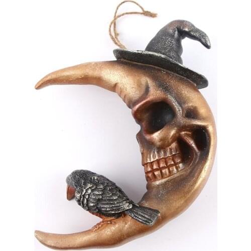 Creative Home Decor Resin Moon Skull Craft Sculptures Garden Statues Art Carving Statue Medical Model Halloween Home Decoration