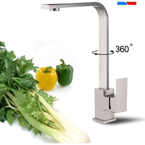 Brass Kitchen Faucet Silver Faucet 360 Degree Swivel Rotatble Single Handle Vessel Sink Hot and Cold Water Kitchen Tap Torneira