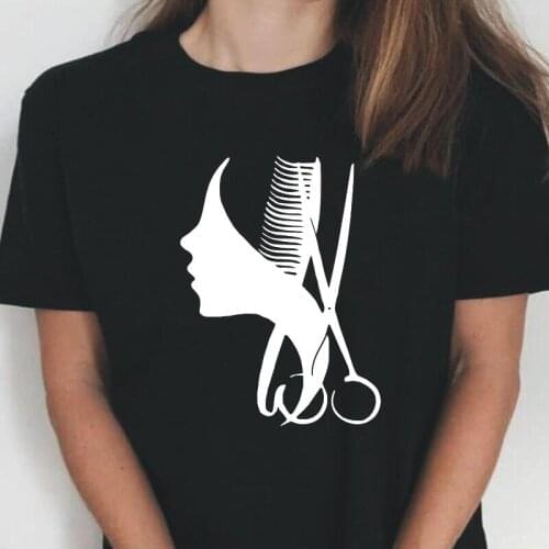 Summer Short Sleeve Tee Shirt Femme Beauty Hair Salon Barbershop Scissors Printed T Shirt Women Tops Harajuku Camisas De Mujer