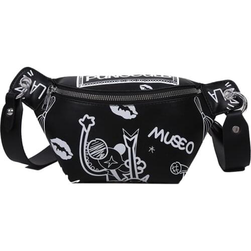 Summer Fashion Graffiti Chest Bags Women Cartoon Pattern Letter All-Match Shoulder Crossbody Phone Purse Girl B048