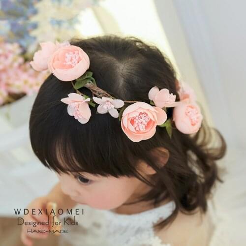 Fashion Women Girl Wedding Flowers Crown Headwear Floral Garland Wreath headband Wrist Flower Hair Band Accessories Beach Wreath