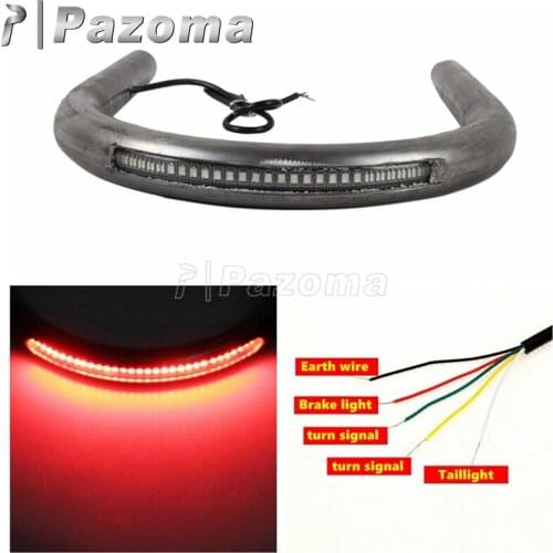 Motorcycle Cafe Racer Loop 7/8" 22mm Seat Frame Hoop Loop with LED Brake Turn Signal Tail Light for Honda Kawasaki Yamaha Suzuki