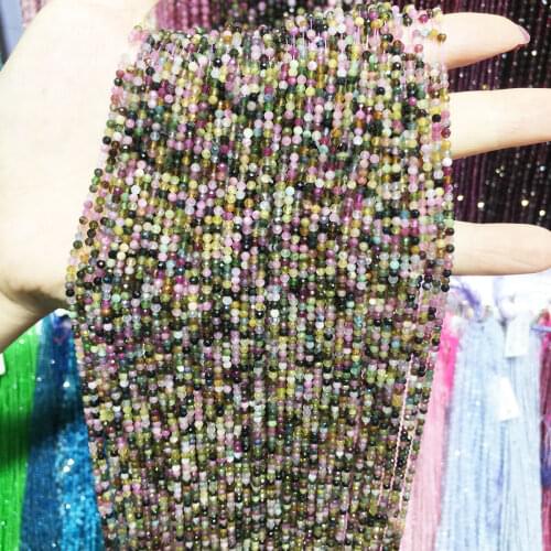 Natural Stone Tourmaline Small Beads Round Section Loose Bead for Jewelry Making DIY Necklace Bracelets Size 2mm 3mm