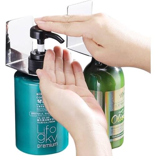 Stainless Steel Soap Bottle Holder Shampoo Conditioner Bottles Hanging Hanger Wall Mounted Soap Pump Bottle Stand Rack