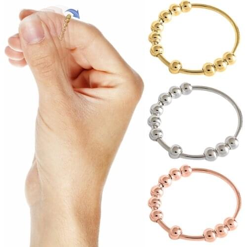 Brand New Fidget Anxiety Ring Spinner Single Coil Spiral Beads Rotate Freely Anxiety Bead Ring Toy Suitable For Girl Female 2021