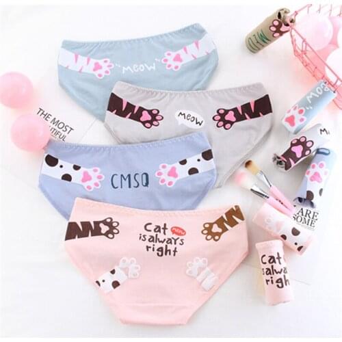 New Arrived 4Pcs/Lot Girl Panties Underwear Lace Briefs Cotton Lingerie Soft Comfortable Bowknot Cartoon Panty Wholesale A28-4