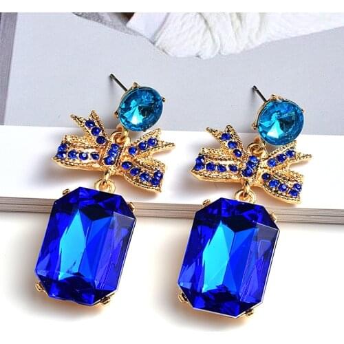 New Design High-Quality Metal Crystals Long Drop Earrings Fashion Trend Colorful Rhinestones Jewelry Accessories For Women
