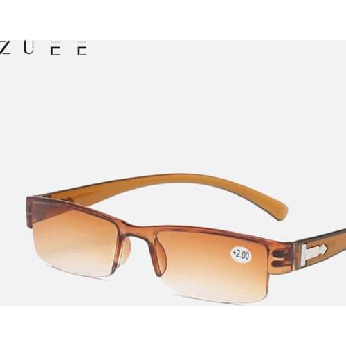 ZUEE Korean Fashion Reading Glasses Men Women Clear Lens Half Frame Presbyopic Eyewear 1.0 1.5 2.0 2.5 3.0 3.5 4.0 for Reader