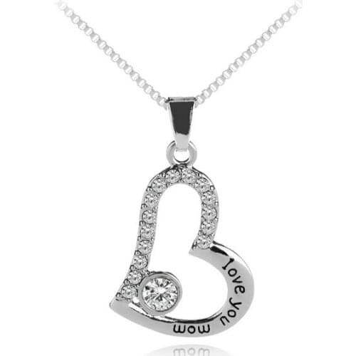 Europe and America Mothers day Heart-shaped Pendant Necklace"Love you mom"Letter As Gift of Lady High Quality Jewelry