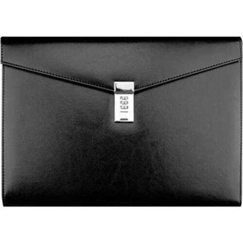 H05B A4 Document File Folder with Password Lock Briefcase Organizer PU Leather Office