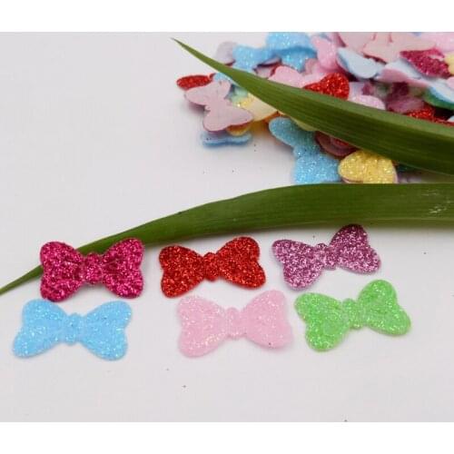 Sew on Glitter felt patches for clothes 1cm*2cm bowtie shape 120pcs scrapbooking accessories
