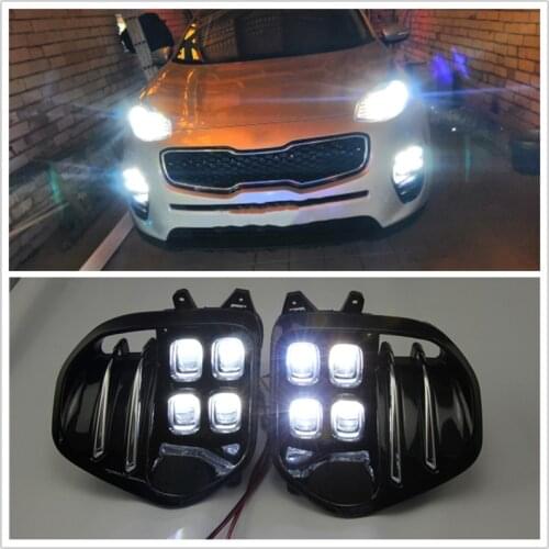 OEM Fog Light Lamp FIT For KIA Sportage QL KX5 2016 2017 2018 LED Daytime Running Light Set Auto Car White LED DRL Light