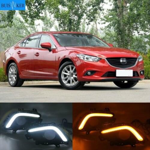 Turning Signal & Dimming style relay 12V LED car DRL daytime running lights with fog lamp hole for Mazda 6 Atenza 2014-2016