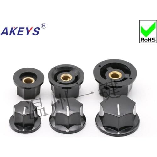 10 pcs KN-B01/B02/B03 Volume Regulating Potentiometer Knob Bakelite Axis Selection Switch Cap Inner Hole 6mm Copper Core