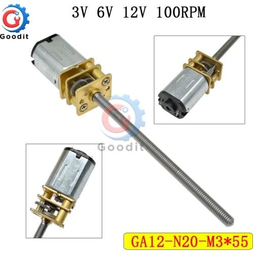 GA12-N20-M3*55 100RPM DC Screw Reduction Gear Motor DC 3V 6V 12V Intelligent Toy Car DC Gear Motor Accessories Low Speed Motor