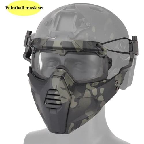 Tactical Mask Goggles Military Hunting Protective Safety Shooting Masks with Goggles Airsoft Paintball Combat Accessories Masks