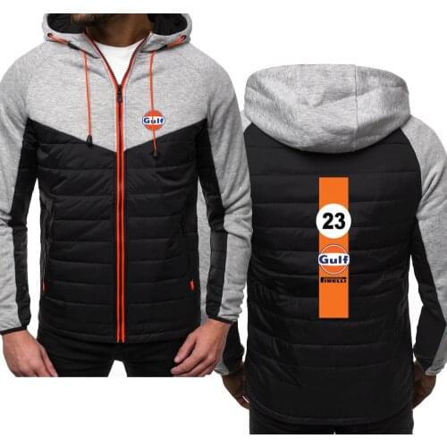 New Gulf 23 Logo Spring Autumn Mens Hoodies Classic Fashion Male Casual Long Sleeve Solid Color Padded Zipper Jacket