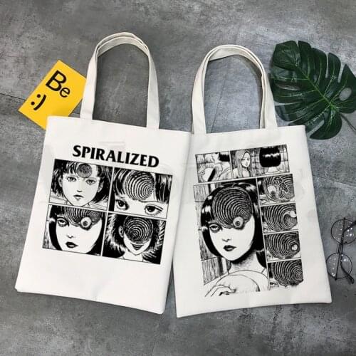 Tomie Junji Ito Suehiro Maruo Horror Japan Anime Canvas Simple Print Shopping Bags Girls Fashion Life Casual Pacakge Hand Bag