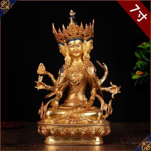 TOP GOOD HOME family efficacious Talisman Buddhism full Gilding Gold-plated Namgyalma Kong Kim Buddha statue