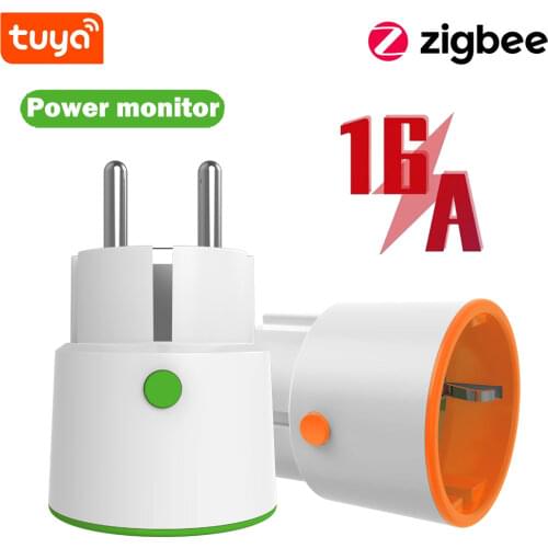 Tuya Zigbee Smart Plug 16A EU Outlet 3680W Power Meter Compatiable Works With Google Assistant and Tuya Zigbee Hub