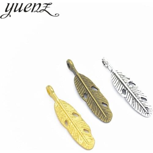 YuenZ 20pcs 3 color Antique bronze feather Charm fit for Bracelets Necklace Pendant DIY Metal Jewelry 28*7mm D307