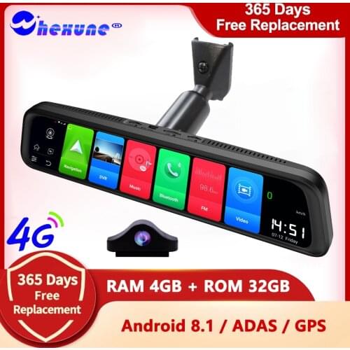 WHEXUNE Dash Cam 12 Inch Android ADAS 10 in 1 4GB+32GB Car DVR Mirror Camera 4G WIFI GPS Bluetooth Full HD 1080P Video Recorder
