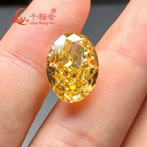 Yellow color oval shape brilliant crushed ice cut cubic zirconia loose cz stone