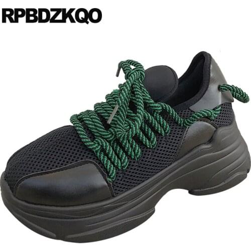 Sneakers breathable thick sole creepers platform shoes women muffin yellow elevator shallow 2019 black cheap mesh flats trainers