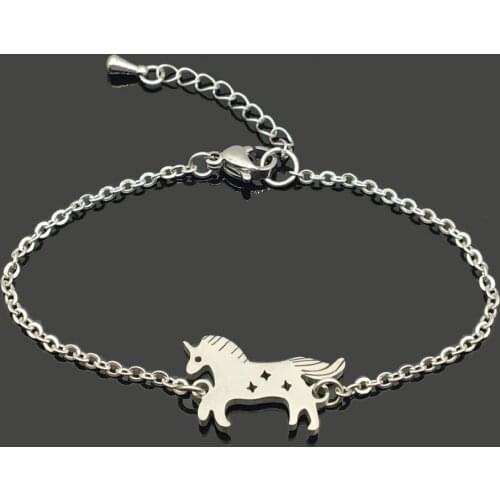 Horse Stainless Steel Charm Chain Bracelet Stainless Steel Horse Pendant Chain Bracelet For Women Girls