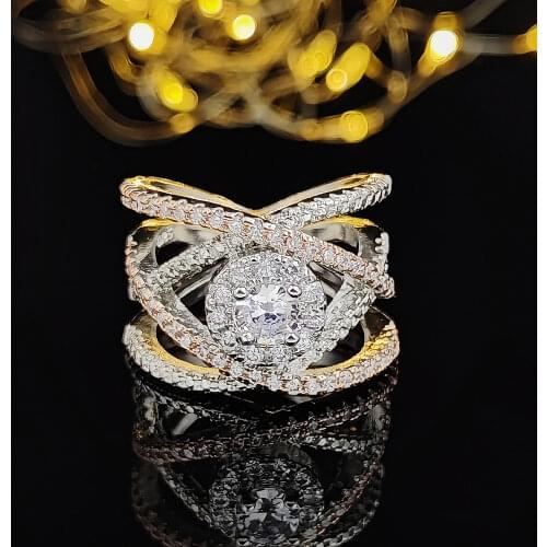 925 sterling silver rose gold color cross engagement ring for women band wedding lady anniversary party gift wholesale r5000