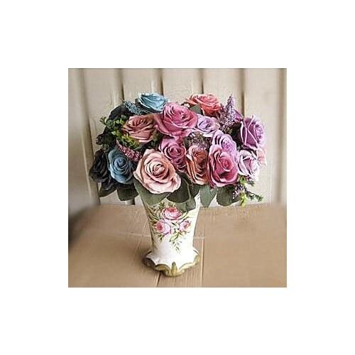 [11] fork manufacturer promotions C rose color combination of high-grade raw silk flower simulation ultra-affordable