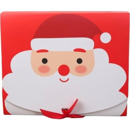 20pcs Christmas Candy Cookie Treat Box with Bow Cartoon Santa Gift Paper Case