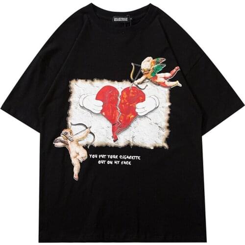 2021 New Arrival Top Fashion Cotton O-neck T Shirt Tshirt Homme Original Loose Printed T-shirts Male Love Couples With Short