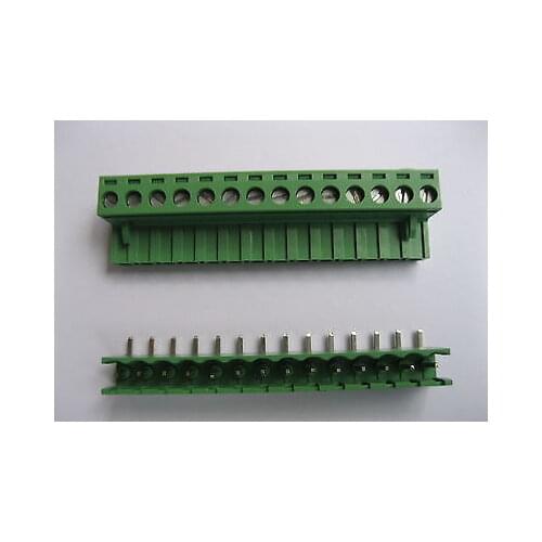 30 pcs 5.08mm Angle 14 pin Screw Terminal Block Connector Pluggable Type Green