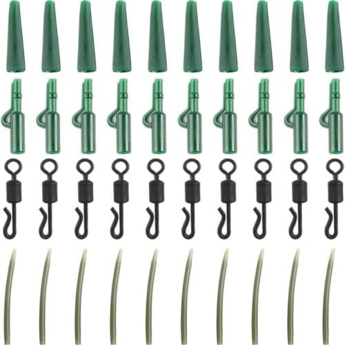 40pcs Carp Fishing Accessories Lead Clip Quick Change Swivel Tail Rubber Anti Tangle Sleeves for Carp Rigs Coarse Fishing Tackle