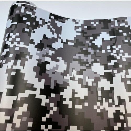Black White Square digital Camo Vinyl Film Snow Camouflage Vinyl Car Wrap Air Bubble Free For Motorbike Car Sticker Decal